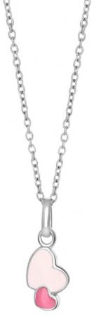 Silverhalsband med emaljhjärtan, 38cm doppresent