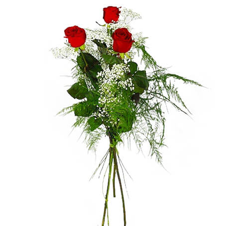 Rosbukett med 3 st röda rosor