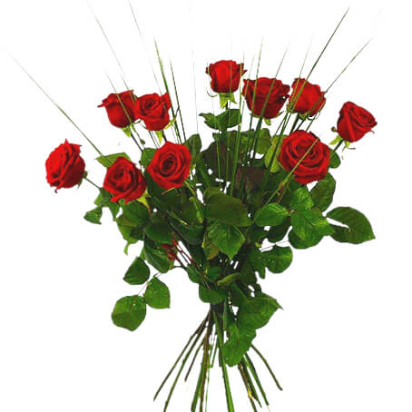 Rosbukett med 10 st röda rosor