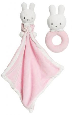 Miffy skallra + snuttefilt med namn (rosa) - Teddykompaniet Nallar & Gosedjur