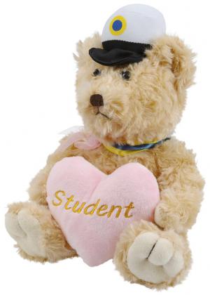 Studentnalle (beige) med rosa hjärta Nallar & Gosedjur
