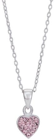 Silverhalsband med rosa hjärta doppresent