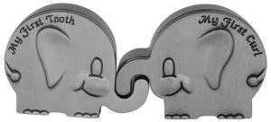 Elefant askar för första tand och hårlock doppresent