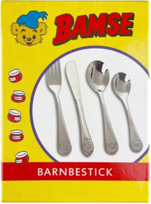 Bestickset Bamse i rostfritt stål 4-delar doppresent