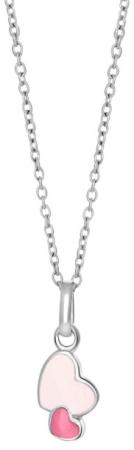 Silverhalsband med emaljhjärtan, 38cm doppresent