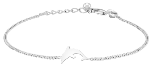 Silverarmband med delfin, 17cm doppresent
