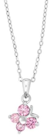 Silverhalsband Fjäril m. rosa stenar doppresent