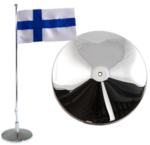 Flaggstång nysilver, Finsk flagga, 42cm doppresent