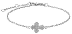 Silverarmband med dagmarkors, 16cm doppresent