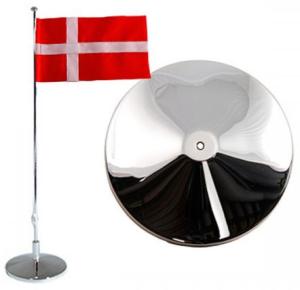 Flaggstång nysilver, Dansk flagga, 42cm doppresent