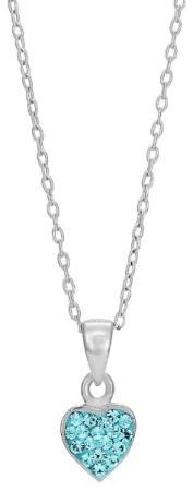 Silverhalsband med blått hjärta, 38cm doppresent