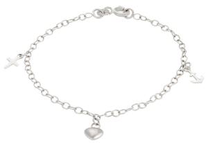 Silverarmband, tro hopp och kärlek, 17cm doppresent